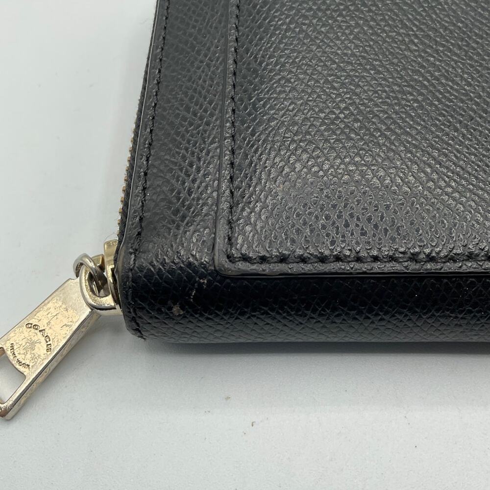 Coach Women's Zip Around Long Fold Wallet, Black- about 8 x 4 x 1 inches - Picture 6 of 6